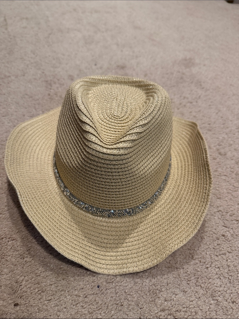Straw Rancher cowgirl Hat with Sparkle Band - Beige nwot